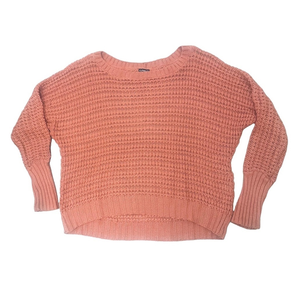 Women’s Express Cozy Knit‎ Sweater Dusty Rose Pink Oversized Large Boho Cottage